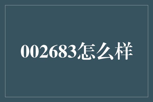 002683怎么样