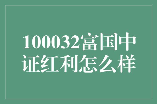 100032富国中证红利怎么样