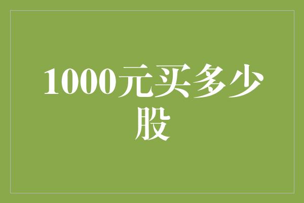 1000元买多少股