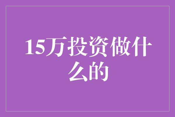 15万投资做什么的