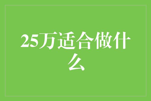 25万适合做什么