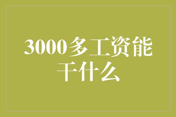 3000多工资能干什么