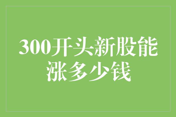 300开头新股能涨多少钱