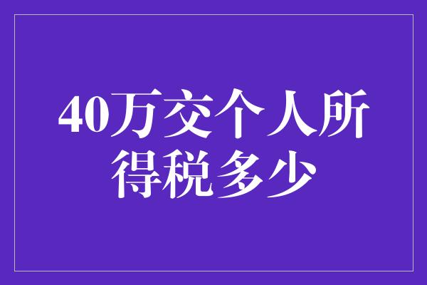 40万交个人所得税多少