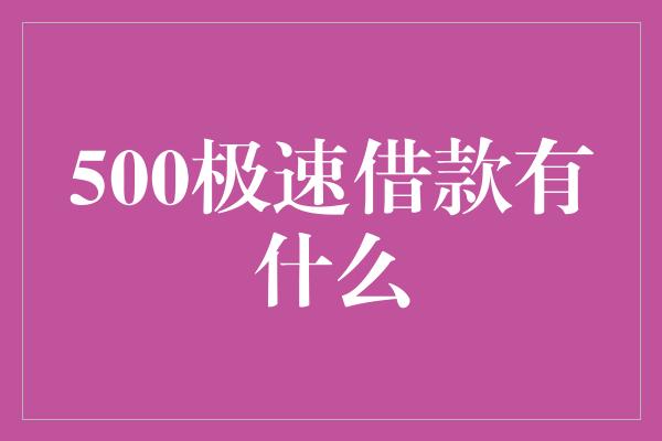 500极速借款有什么