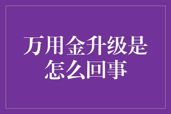 万用金升级是怎么回事