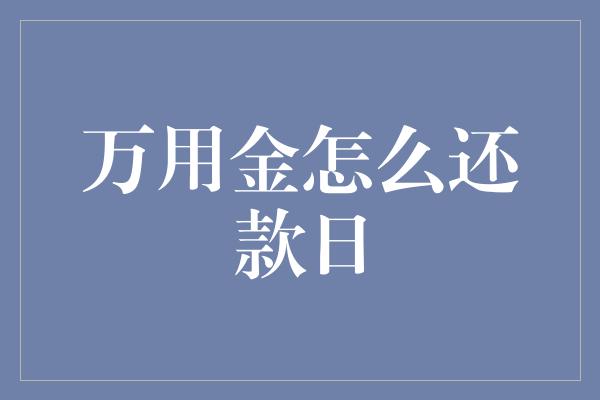 万用金怎么还款日