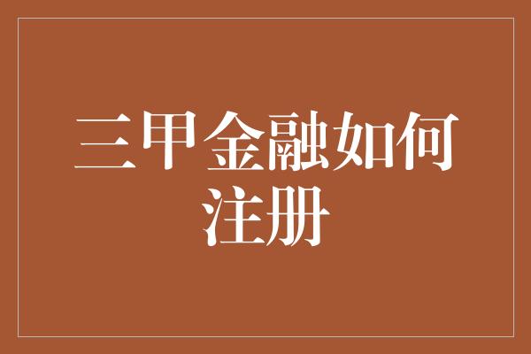 三甲金融如何注册