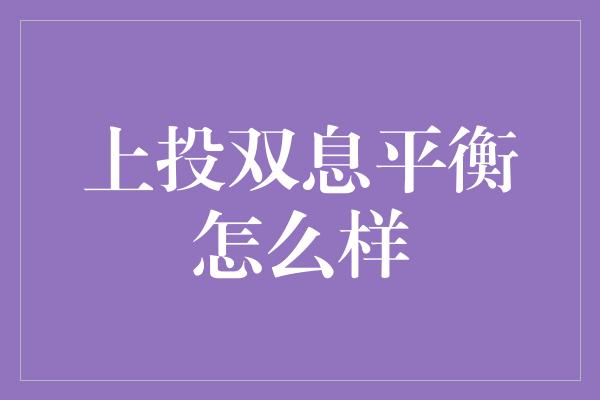 上投双息平衡怎么样