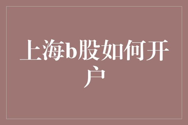 上海b股如何开户