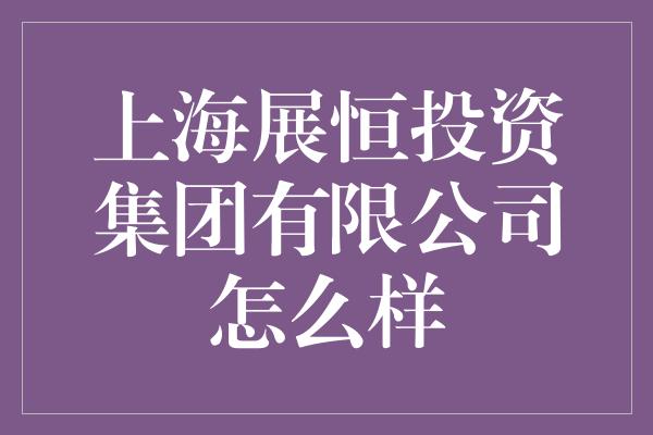 上海展恒投资集团有限公司怎么样