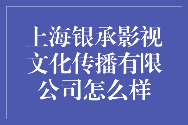 上海银承影视文化传播有限公司怎么样