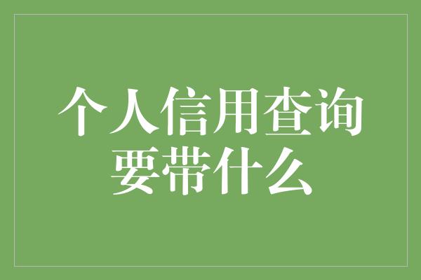 个人信用查询要带什么