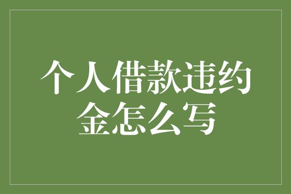 个人借款违约金怎么写