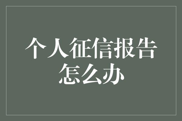 个人征信报告怎么办