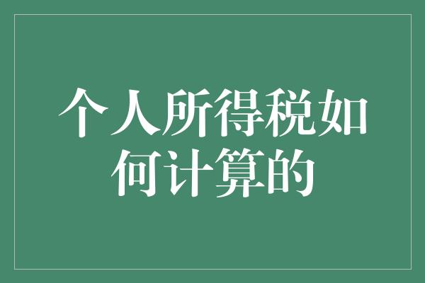 个人所得税如何计算的