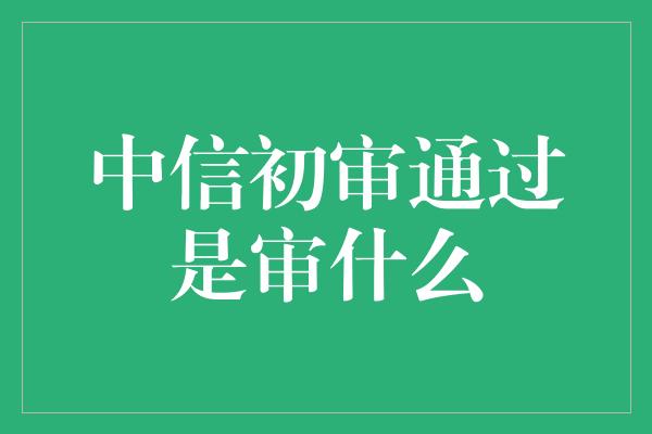 中信初审通过是审什么