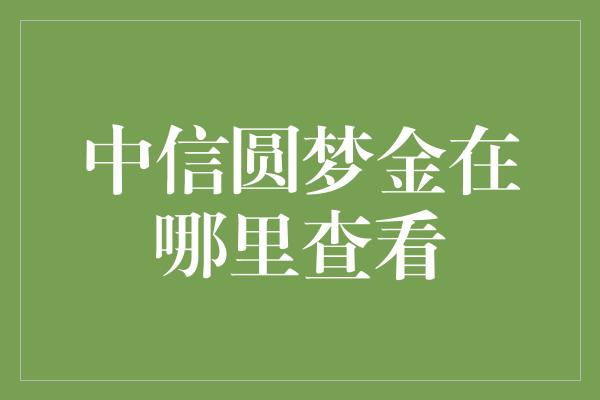 中信圆梦金在哪里查看