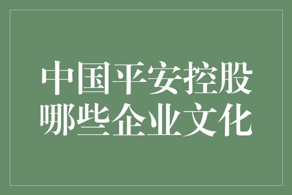 中国平安控股哪些企业文化