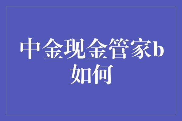 中金现金管家b如何