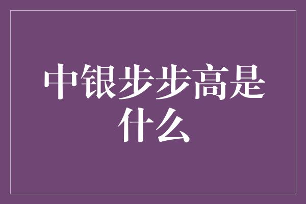 中银步步高是什么