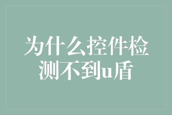 为什么控件检测不到u盾