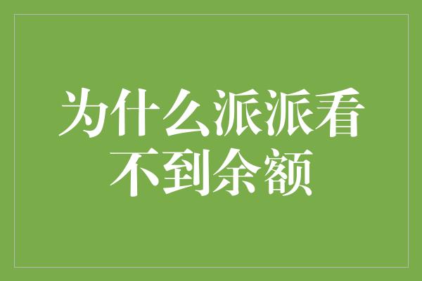 为什么派派看不到余额