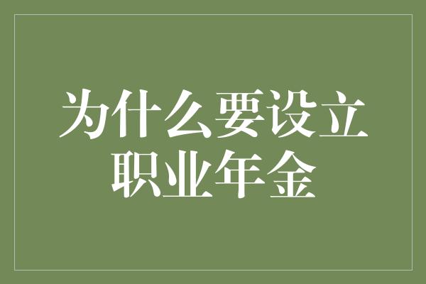 为什么要设立职业年金