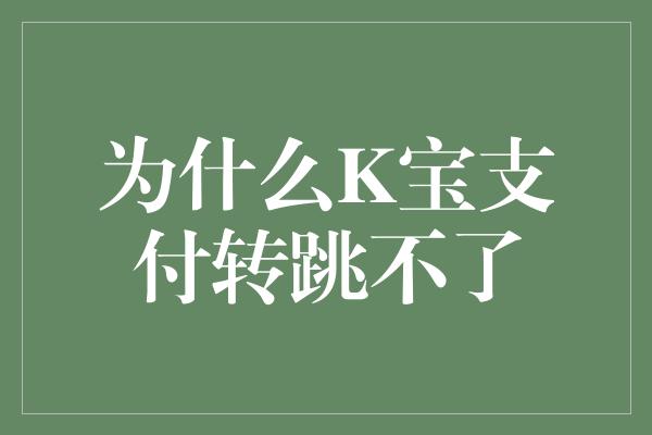 为什么K宝支付转跳不了