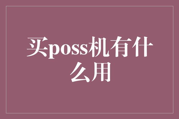 买poss机有什么用