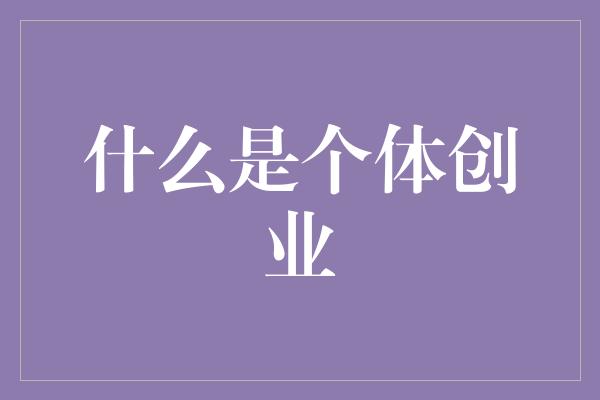 什么是个体创业