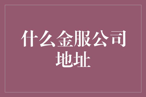 什么金服公司地址