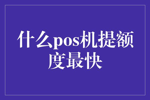 什么pos机提额度最快