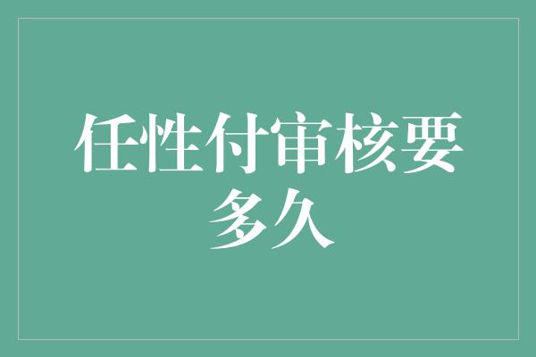 任性付审核要多久