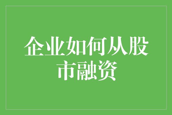 企业如何从股市融资