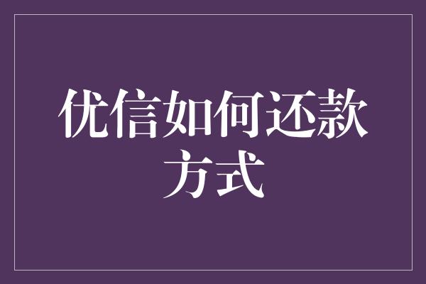 优信如何还款方式