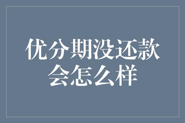 优分期没还款会怎么样