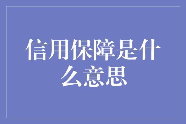 信用保障是什么意思