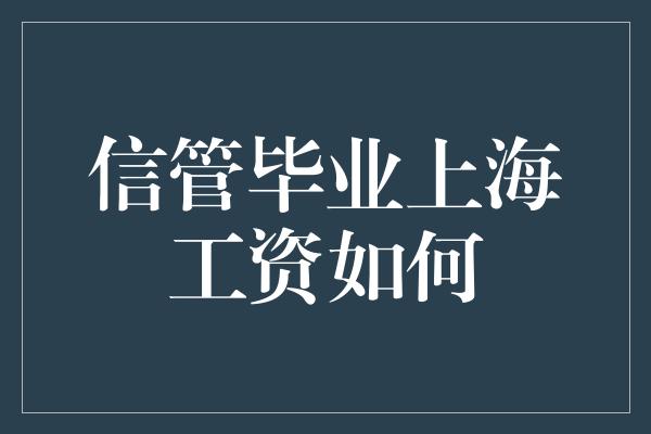 信管毕业上海工资如何