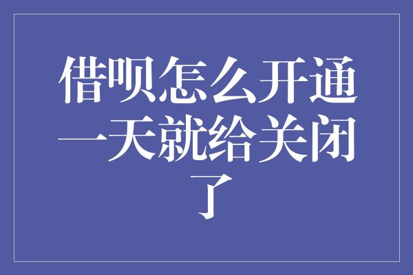 借呗怎么开通一天就给关闭了