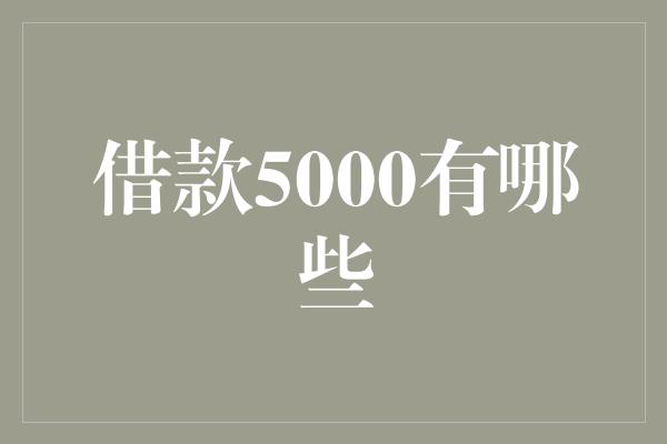 借款5000有哪些