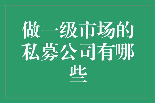 做一级市场的私募公司有哪些