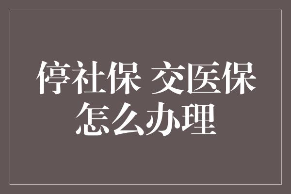 停社保 交医保怎么办理