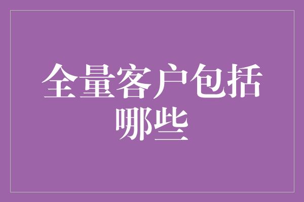 全量客户包括哪些