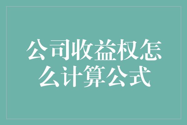 公司收益权怎么计算公式