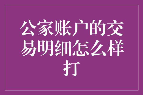 公家账户的交易明细怎么样打