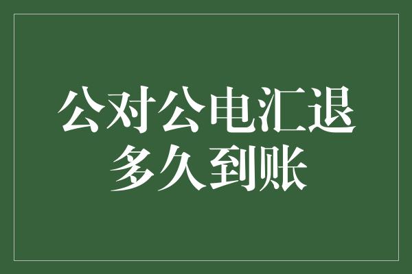 公对公电汇退多久到账