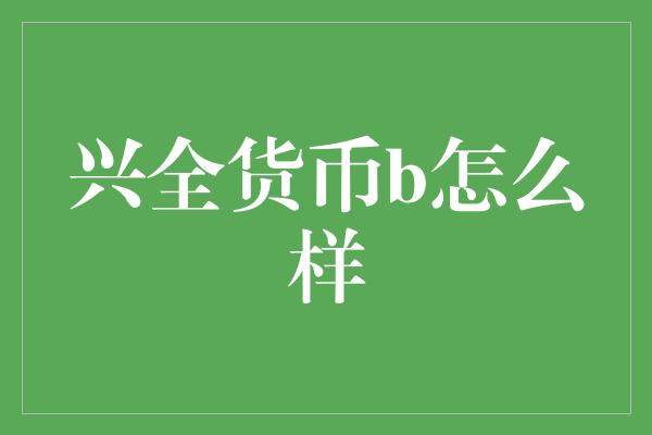 兴全货币b怎么样