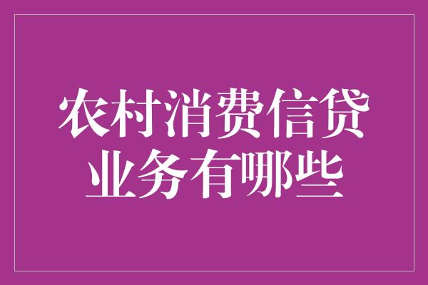 农村消费信贷业务有哪些