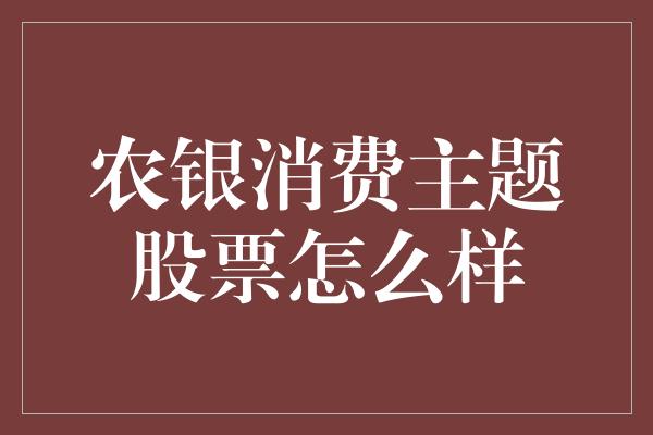 农银消费主题股票怎么样